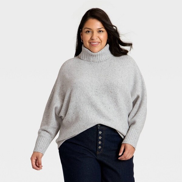 Ava & Viv Women'sLongSleeveTurtleneckPulloverSweater-Ava&Viv™GrayXXL