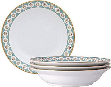 Noritake Lodi's Morning Collection Rim Dinner Bowls Set of 4