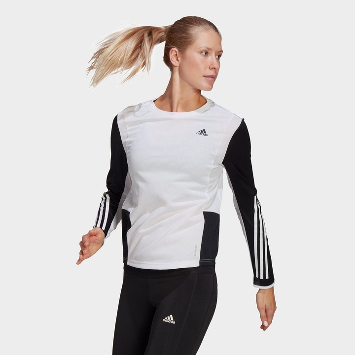 adidas Women's Own The Run 3-Stripes Club Long-Sleeve Training Top -  ShopStyle