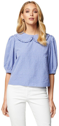 Forever New Annie Gingham Blouse Blue
