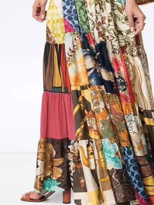 Rianna + Nina ulti floral print V-neck silk kaftan dress