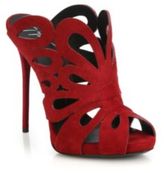 Thumbnail for your product : Giuseppe Zanotti Floral-Cutout Suede Mule Sandals