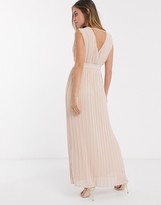 Thumbnail for your product : Y.A.S Bridal pleated maxi dress with deep v neck in pink