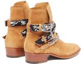 Thumbnail for your product : Amiri Bandana-strap Buckled Suede Boots - Mens - Brown