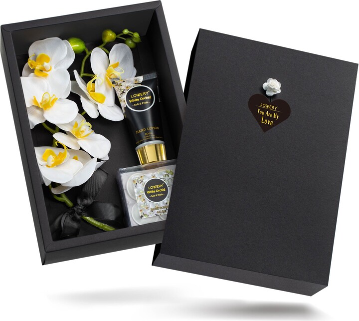 Lovery Home Spa Gift Baskets Plant Essential Oil with White Orchid