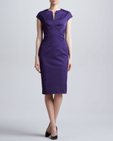 Thumbnail for your product : Lela Rose Slit-Front Seamed Dress, Amethyst