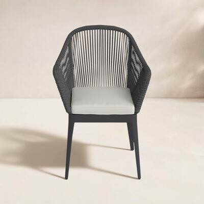 Joss & Main Olefin Rope Outdoor Dining Armchair with Sunbrella Cushion