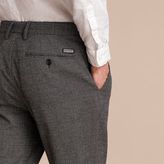 Thumbnail for your product : Burberry Prince of Wales Cotton Wool Trousers with Knit Cuffs