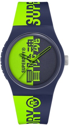 Superdry Unisex 3 Hands Blue Dark Silicon Strap Watch 38mm - ShopStyle