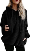 Thumbnail for your product : TUDUZ Sweatshirt Women Hoodie TUDUZ Ladies Plus Size Long Sleeve Warm-up Faux Fur Zipper Pocket Fleece Hooded Sweatshirt Oversized Coat(A Black