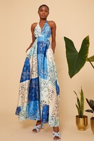 Thumbnail for your product : Little Mistress Blue Multi Patch Work Print Strappy Wrap Dress
