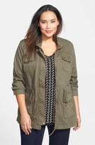 Thumbnail for your product : Lucky Brand 'Core' Cotton & Linen Blend Military Jacket (Plus Size)