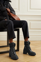 Thumbnail for your product : Moncler Corinne Leather And Faux Shearling-trimmed Rubber Ankle Boots - Black