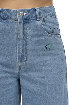 adidas Fiorucci Cotton Denim Wide Leg Jeans