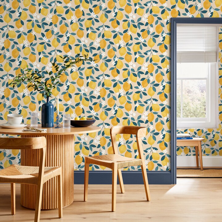 Dunelm Sicily Fruits Wallpaper Yellow ShopStyle