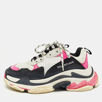 Balenciaga Tricolor Leather and Mesh Triple S Sneakers Size 38 - ShopStyle