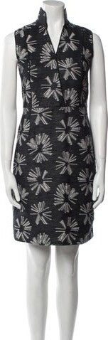 Akris Punto Floral Print Mini Dress Akris Punto Shift Dress Black Floral Print Sleeveless with Mock Neck Designer