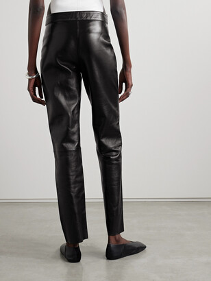 JOSEPH Coleman Leather Straight Pants in Green