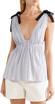 Thumbnail for your product : La Ligne Betty Bow-detailed Striped Jacquard Top
