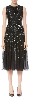 Carolina Herrera Dotted Sequin Tulle Cocktail Dress, Black/White
