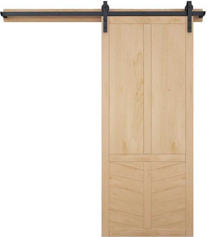 VeryCustom 36 in. x 84 in. The Robinhood Unfinished Wood Sliding Barn Door with Hardware Kit