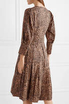 Thumbnail for your product : Ulla Johnson Bernadette Pleated Printed Cotton-poplin Dress - Taupe