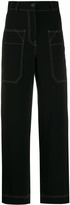 Thumbnail for your product : Alberto Biani Contrast Stitching Straight-Leg Trousers