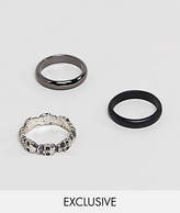 Thumbnail for your product : Reclaimed Vintage Inspired Plain Band & Skull Rings In 3 Pack Exclusive To ASOS