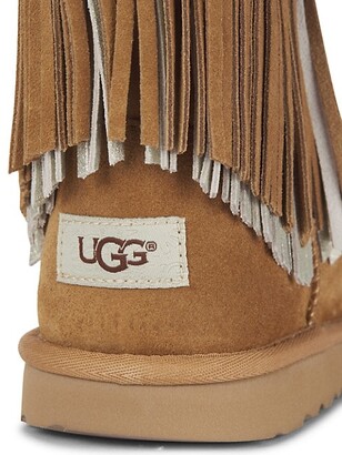 UGG Girl's Classic Short II Fringe Sheepskin-Lined Suede Boots
