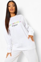 Thumbnail for your product : boohoo Petite Positive Vibes Oversized Sweatshirt