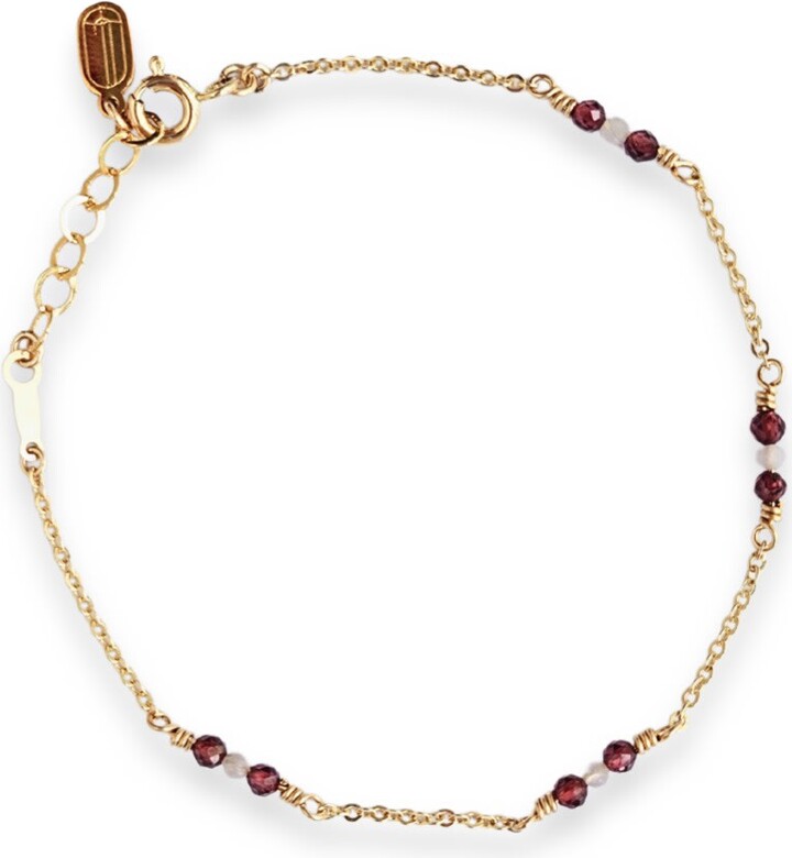 Inari Jewellery Purple / Red / Gold Amarus Bracelet –Gold Filled With Red Garnet & Lavender Quartz