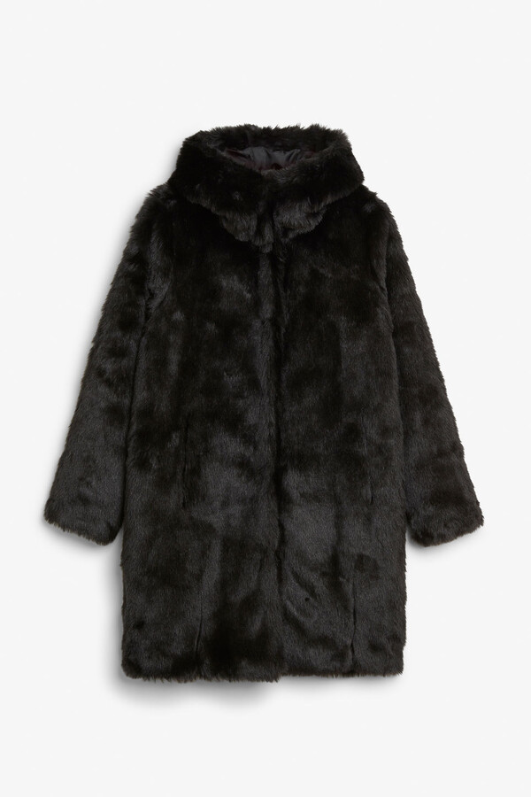 monki faux fur hooded coat
