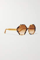 Thumbnail for your product : Chloé Willow Hexagon-frame Tortoiseshell Acetate Sunglasses