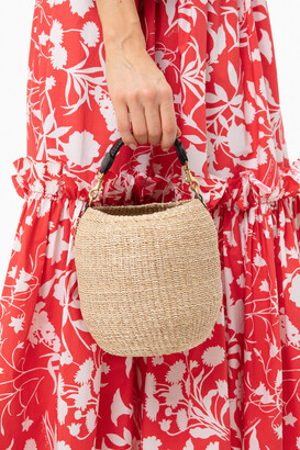 Clare V Pot De Miel Top Handle Straw Basket Bag In Cream W/ Peal Handle