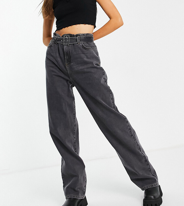 Collusion x014 90s baggy dad jeans with belted waist in black - ShopStyle
