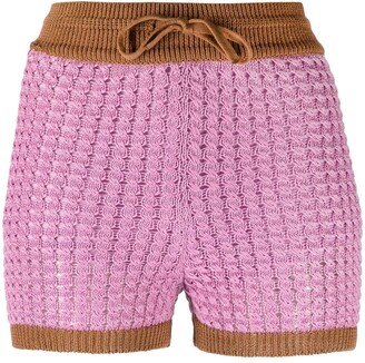 REJINA PYO Two-Tone Crochet-Knit Shorts