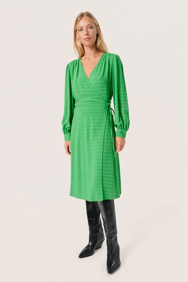 Soaked in Luxury Catina Long Sleeve V-Neck Wrap Dress