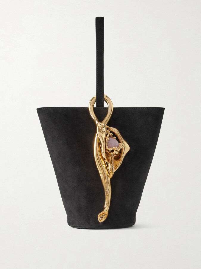 Chloé Eden Treasure Embellished Suede Tote Bag - Black