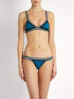 Thumbnail for your product : Kiini Flor Crochet-trimmed Triangle Bikini - Womens - Blue Multi