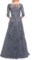 Thumbnail for your product : La Femme Floral Lace & Tulle Gown