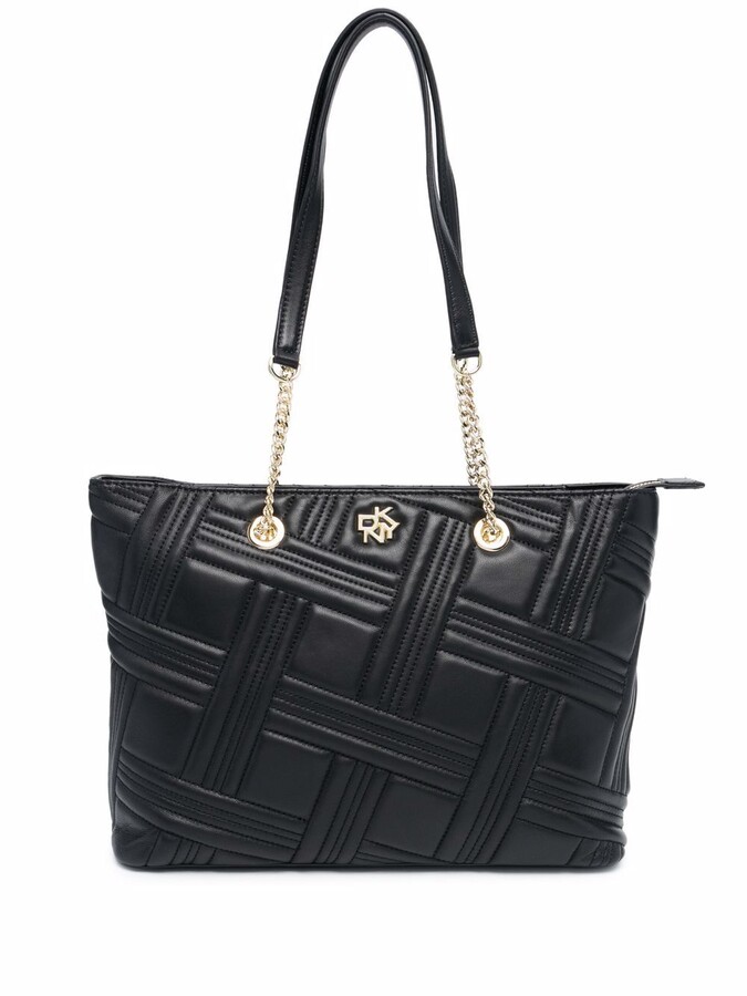 dkny black bag with gold chain