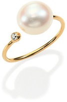 Thumbnail for your product : Mizuki Sea of Beauty 10MM White Freshwater Pearl, Diamond & 14K Yellow Gold Wrap Ring