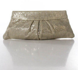 Lauren Merkin Beige Canvas Sheer Clasp Closure One Pocket Clutch Handbag