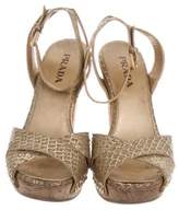 Thumbnail for your product : Prada Metallic Snakeskin Sandals
