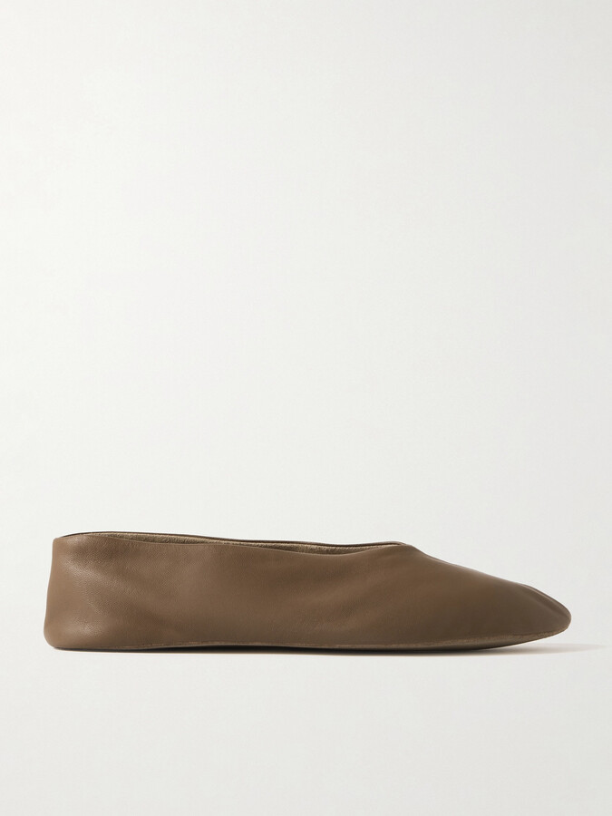 The Row Stella Leather Ballet Flats - Brown