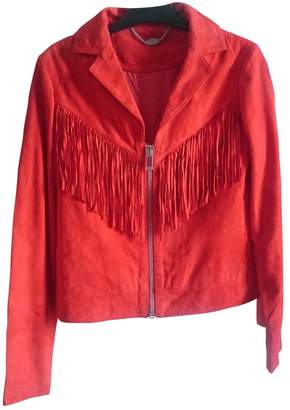 Ikks Red Leather Jacket for Women