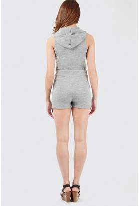 Select Fashion Fashion Womens Grey Loungewear Hooded Zip Front Playsuit - size 6