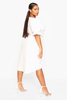 Thumbnail for your product : boohoo Plus Puff Sleeve Self Belted Midi Dress