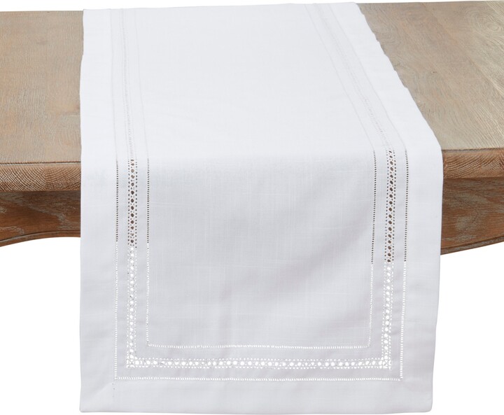 Saro Lifestyle Traditional Hemstitch Table Runner 16\