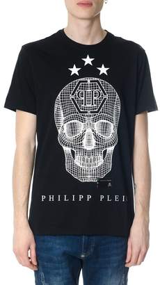Philipp Plein Black "say Something" T-shirt With Stylized Skull
